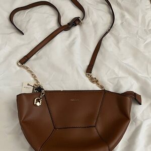 BCBG Chestnut Crossbody Bag with Gold Accents